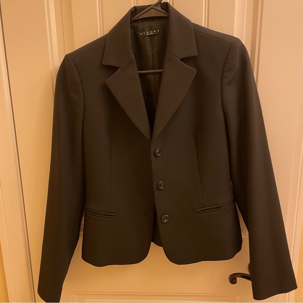 Sisley Black Blazer Structured Design Tailored Fit